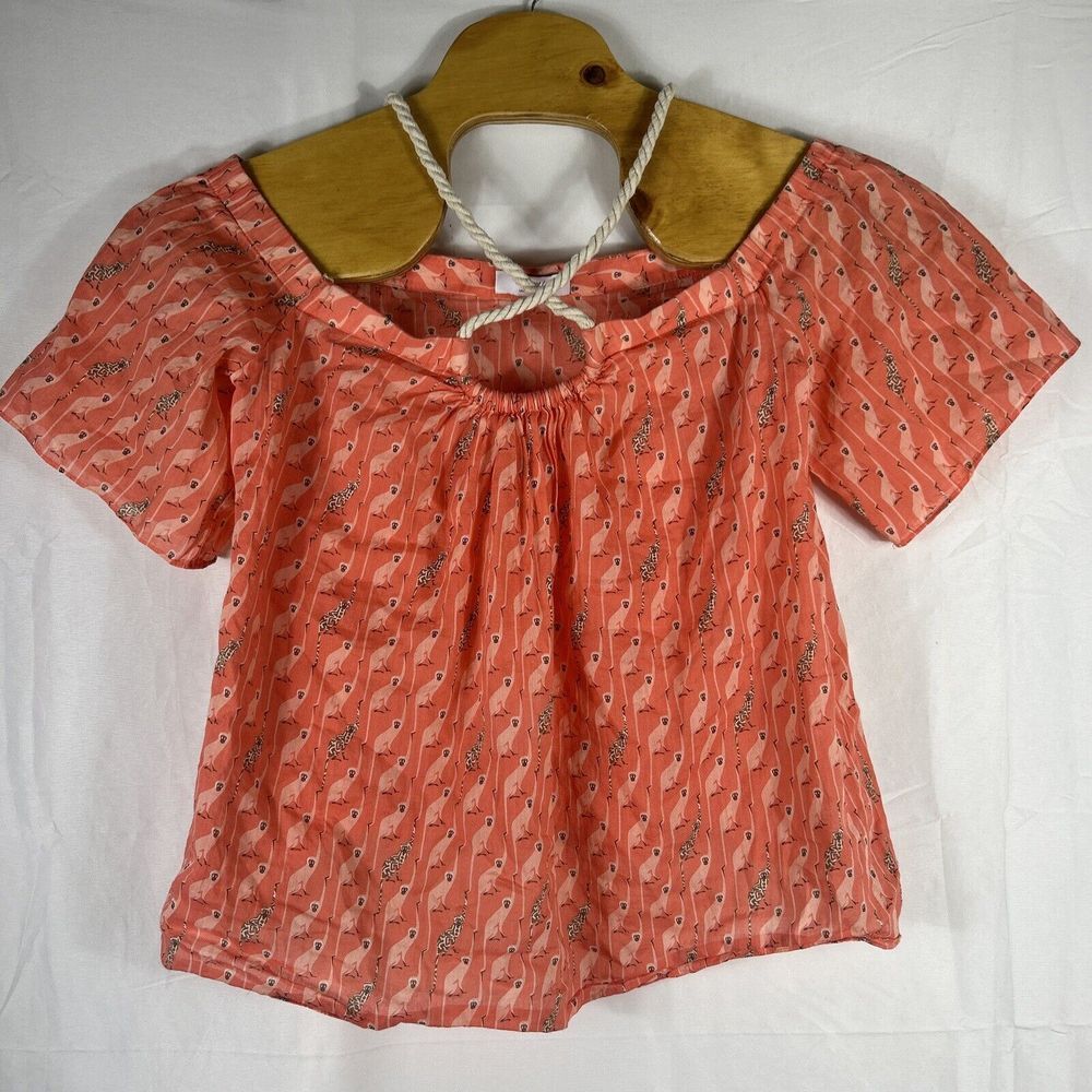 BAILEY/44 MONKEY PRINT SHORT SLEEVE HALTER SALMON TOP SIZE Large Blouse‎